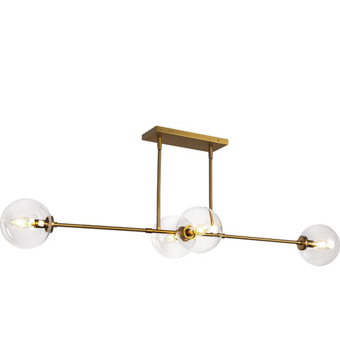 Alora Mood LP549448AGCL Cassia 4 Light 13.38 inch Aged Gold Linear Pendant Ceiling Light in Clear Glass Shade
