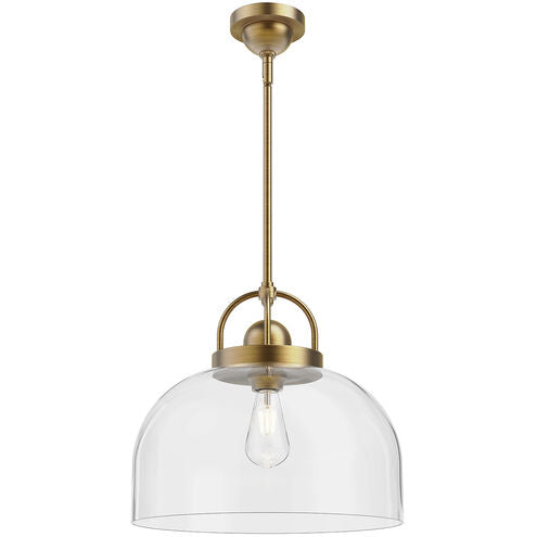 Alora Mood PD461101AG 15" Lancaster 1 Light Aged Gold Pendant with Clear Glass