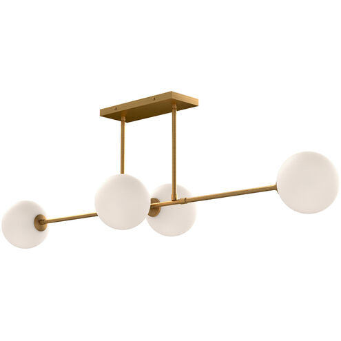 Alora Mood LP549448AGOP Cassia 4 Light 13.38 inch Aged Gold Linear Pendant Ceiling Light in Opal Glass Shade