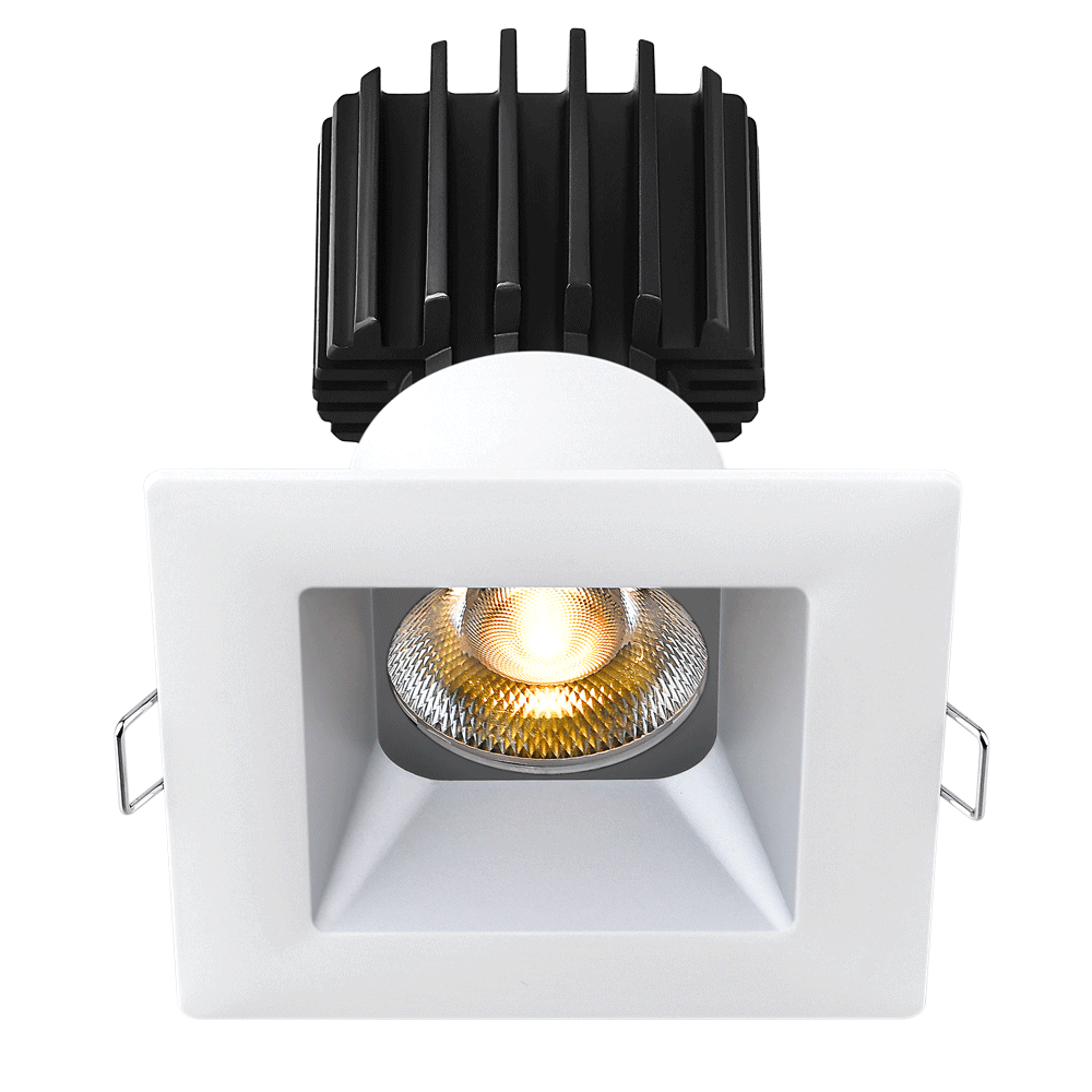 Lotus LED Lights L3F-SRW-AZ-RF50-3K95 3" Tangra LED Fixed Square Recessed Wide Trim - CCT: 3000K - Trim Color: Alzak - Optics: Reflector Frosted Glass - Beam Angle: 50°