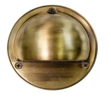 Dabmar Lighting LV611-L3-64K-ABS Brass Round Surface Mount Step Light G4 LED with Eyelid, Wattage 3W, Voltage 12V, Color Temperature 6400K, Antique Brass Finish