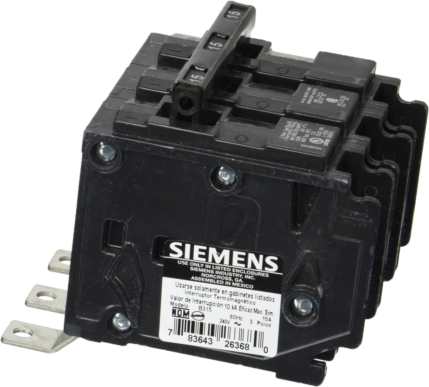Siemens B315 15-Amp Three Pole 240-Volt 10KAIC Bolt in Breaker