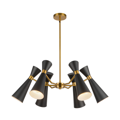 Alora Mood CH574632MBAG Blake 6 Light 32 inch Matte Black and Aged Gold Chandelier Ceiling Light