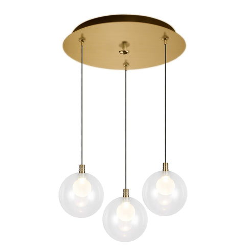 Kuzco Lighting MP3106BG-03 Bolla 6-in 3 Head Multi Pendant Ceiling Light - CCT: 3000K - Finish: Brushed Gold