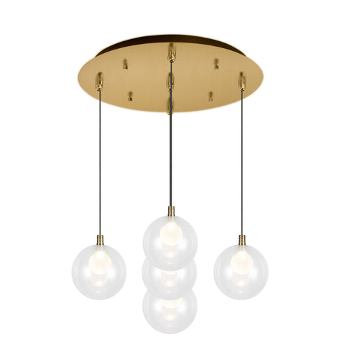 Kuzco Lighting MP3106BG-05 Bolla 6-in 5 Head Multi Pendant Ceiling Light - CCT: 3000K - Finish: Brushed Gold
