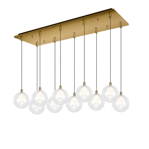 Kuzco Lighting MP3106BG-10 Bolla 6-in 10 Head Multi Pendant Ceiling Light - CCT: 3000K - Finish: Brushed Gold