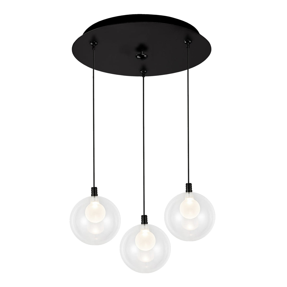Kuzco Lighting MP3106BK-03 Bolla 6-in 3 Head Multi Pendant Ceiling Light - CCT: 3000K - Finish: Black