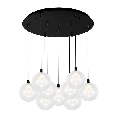Kuzco Lighting MP3106BK-09 Bolla 6-in 9 Head Multi Pendant Ceiling Light - CCT: 3000K - Finish: Black