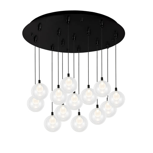 Kuzco Lighting MP3106BK-13 Bolla 6-in 13 Head Multi Pendant Ceiling Light - CCT: 3000K - Finish: Black