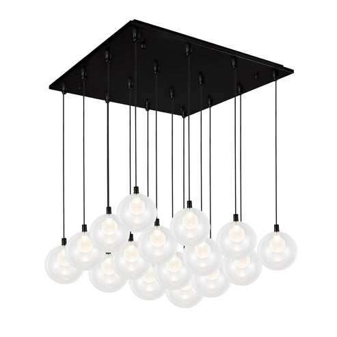 Kuzco Lighting MP3106BK-16 Bolla 6-in 16 Head Multi Pendant Ceiling Light - CCT: 3000K - Finish: Black