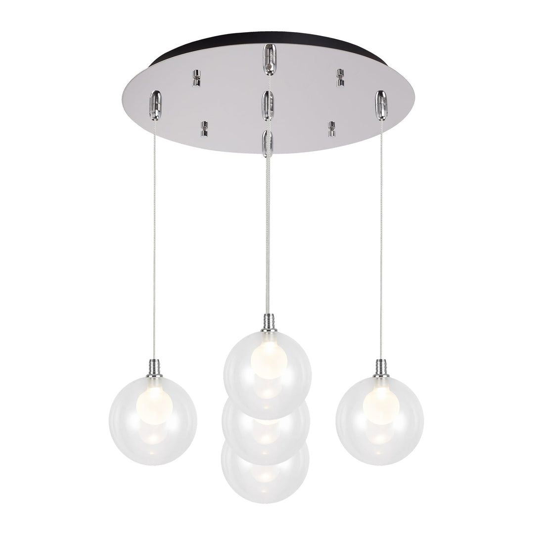 Kuzco Lighting MP3106CH-05 Bolla 6-in 5 Head Multi Pendant Ceiling Light - CCT: 3000K - Finish: Chrome