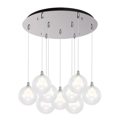 Kuzco Lighting MP3106CH-09 Bolla 6-in 9 Head Multi Pendant Ceiling Light - CCT: 3000K - Finish: Chrome