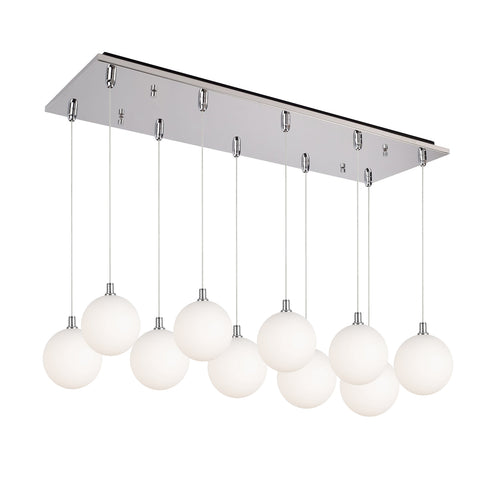 Kuzco Lighting MP3106CHOP-10 Bolla 6-in 10 Head Multi Pendant Ceiling Light - CCT: 3000K - Finish: Chrome/Opal Glass
