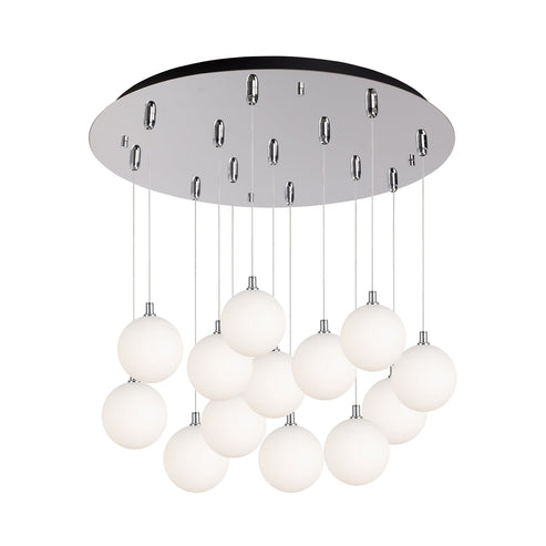 Kuzco Lighting MP3106CHOP-13 Bolla 6-in 13 Head Multi Pendant Ceiling Light - CCT: 3000K - Finish: Chrome/Opal Glass