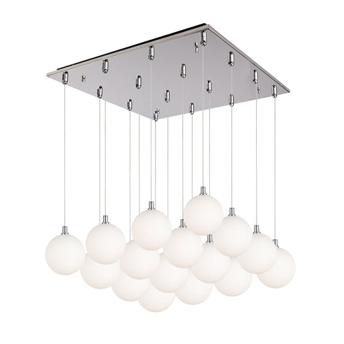 Kuzco Lighting MP3106CHOP-16 Bolla 6-in 16 Head Multi Pendant Ceiling Light - CCT: 3000K - Finish: Chrome/Opal Glass