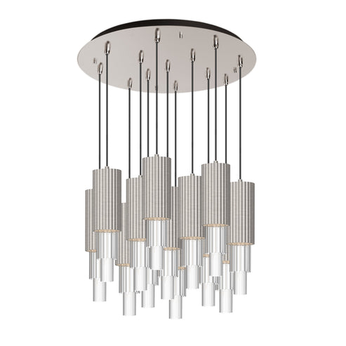 Alora Mood MP502204BNCR-13 Bordeaux 4-in 13 Head Multi Pendant Ceiling Light - CCT: 3000k - Finish: Brushed Nickel/Clear Glass