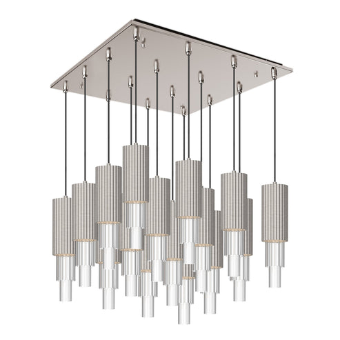 Alora Mood MP502204BNCR-16 Bordeaux 4-in 16 Head Multi Pendant Ceiling Light - CCT: 3000k - Finish: Brushed Nickel/Clear Glass