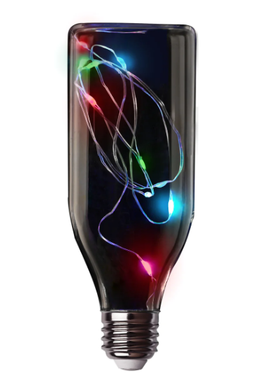 Feit Electric FY/BOT/RGB/LED Clear Glass E26 Base Red Green and Blue Bottle LED Fairy Light, Wattage 1.5W, Voltage 120V