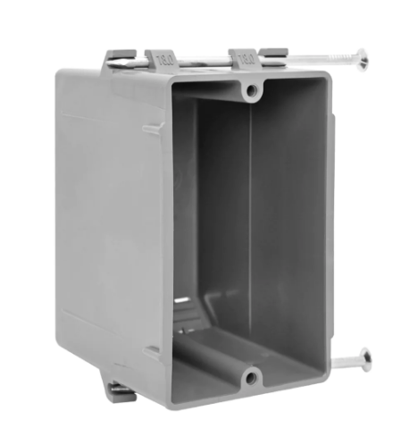 Feit Electric BOX/NW/18/1G 1 Gang 18 Cu. In. New Work Electrical Switch & Outlet Box, Gray Finish