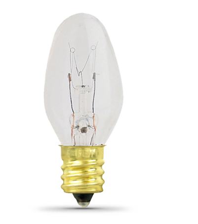 Feit Electric BP15C71/2 Soft White E12 Base C7 Incandescent Light Bulb, Color Temperature 2700K, Wattage 15W, Voltage 120V - 2 Pack