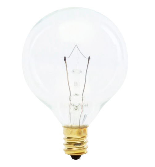 Feit Electric BP25G161/2 G16 1/2 Globe Shape Dimmable Clear Incandescent Chandelier Light Bulb, Color Temperature 2700K, Wattage 25W, Voltage 120V - 2 Pack