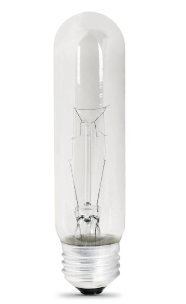 Feit Electric BP40T10/RP 40W Soft White (2700K) Clear T10 Dimmable Incandescent Appliance Light Bulb Color Temperature 2500K, Wattage 40W, Voltage 120V