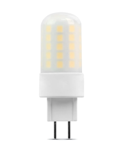 Feit Electric BP50JCD/830/LED 50W Replacement Warm White Dimmable GY6.35 Base T4 Specialty LED Light, Color Temperature 3000K, Wattage 4.5W, Voltage 120V