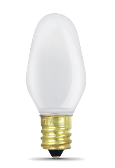 Feit Electric BP7C7W/827/LED2/HDRP 0.6W (7W Replacement) Soft White (2700K) E12 Base C7 Dimmable White LED Night Light Bulbs, Color Temperature 2700K, Wattage 0.6W, Voltage 120V Pack-2