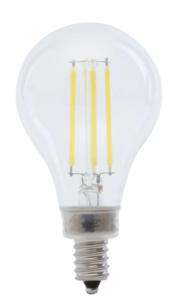 Feit Electric BPA1540C/850/LED/2 4.5W (40W Replacement) Daylight (5000K) E12 Candelabra Base A15 Dimmable Glass Filament LED Light, Color Temperature 5000K, Wattage 4.5W, Voltage 120V Pack 2