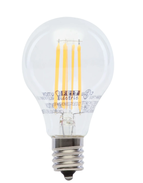 Feit Electric BPA1540N/827/LED/2 40W Replacement A15 Intermediate Base Dimmable Soft White Glass Filament, Color Temperature 2700K, Wattage 4.5W, Voltage 120V Pack 2