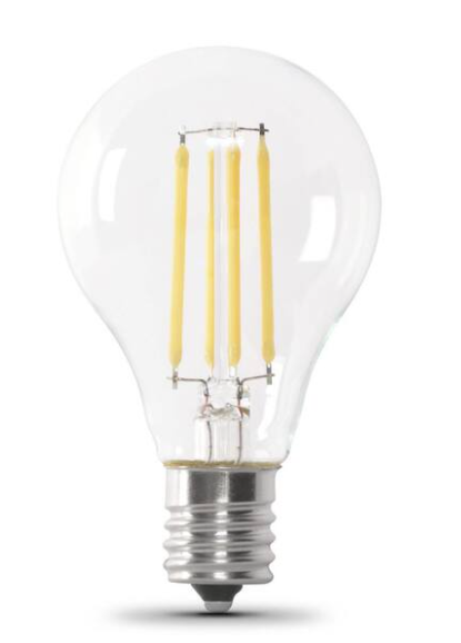 Feit Electric BPA1575N/827/FIL/2 75-Watt Equivalent A15 Intermediate-Base Dimmable Filament Clear Glass LED Ceiling Fan Light Bulb in Soft White Color Temperature 2700K, Wattage 8W, Voltage 120V Pack 2