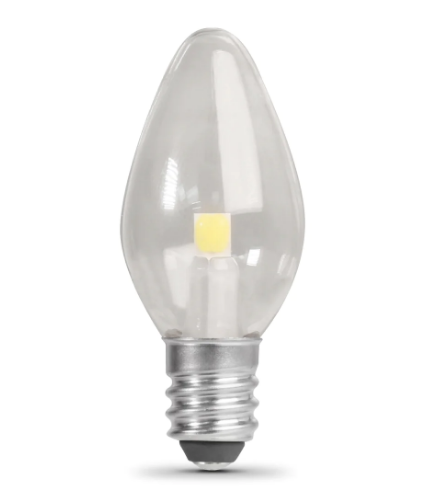 Feit Electric BPC7/LED 6W Replacement Cool White E12 Base C7 Non-Dimmable LED Night Light Bulb. Color Temperature 4000K, Wattage 0.6W, Voltage 120V - 2 Pack