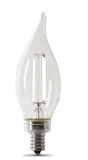 Feit Electric BPCFC60950CAWFIL/4 5.5W (60W Replacement) Daylight (5000K) BA10 Candelabra (E12 Base) Dimmable Flame Tip Exposed White Filament Chandelier LED Bulb Color Temperature 5000K, Wattage 5.5W, Voltage 120V Pack 4