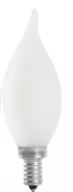 Feit Electric BPCFF40950CAFIL2RP24 40-Watt Equivalent BA10 E12 Candelabra Dimmable Filament CEC Frosted Glass Chandelier LED Light Bulb, Daylight Color Temperature 5000K, Wattage 3.3W, Voltage 120V Pack 24