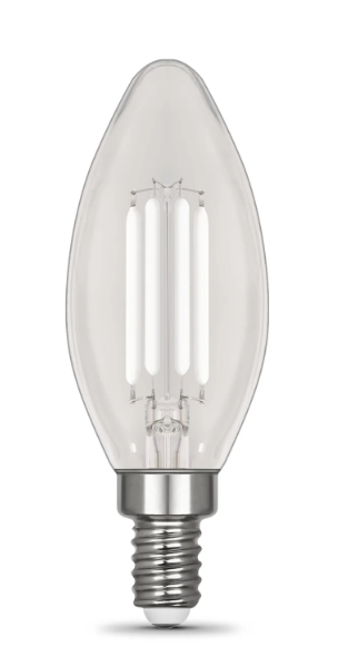 Feit Electric BPCTC60927CAWFIL/2 5.5W (60W Replacement) Soft White (2700K) B10 Shape (E12 Base) Torpedo Tip White Filament Light Bulb Color Temperature 2700K, Wattage 5.5W, Voltage 120V Pack 2