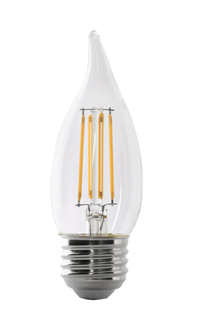 Feit Electric BPEFC60927CAFIL/2/RP 5.5W (60W Replacement) Soft White (2700K) BA10 E26 Base Flame Tip Filament LED Light Color Temperature 2700K, Wattage 5.5W, Voltage 120V Pack 2