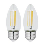 Feit Electric BPETC40927CAFIL/2/RP 40-Watt Equivalent B10 Medium E26 Base Dimmable Filament CEC 90 CRI Chandelier LED Light Bulb,Color Temperature 2700K (2-Pack)