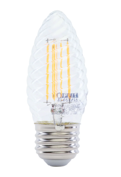 Feit Electric BPF1560/850/FILED 6W (60W Replacement) Clear F15 Dimmable LED Post Lantern Bulb, Daylight 5000K
