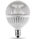 Feit Electric BPG161/2CLDM/500/LED Soft White 60W Equivalent G16.5 Candelabra Base LED Light Bulb, Color Temperature 3000K, Wattage 60W, Voltage 120V 4 PACK