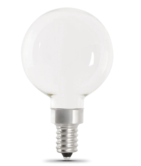 Feit Electric BPG1660W950CAFIL2/RP 60W Replacement Bright White  G16 1/2 (E12 Base) Frost Filament LED Bulb, Color Temperature 5000K, Wattage 5.5W, Voltage 120V - 2 Pack