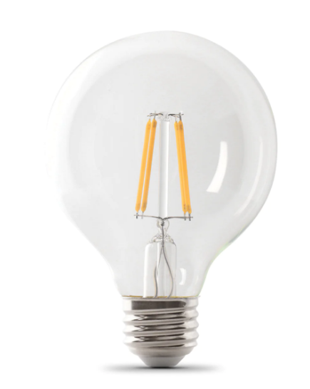 Feit Electric BPG2540/927CA/FIL/RP 40W Replacement Soft White G25 E26 Base Dimmable Enhance Glass Filament Globe LED Bulb, Color Temperature 2700K, Wattage 3.8W, Voltage 120V