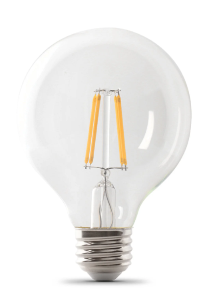 Feit Electric BPG2575/850/FIL/LED 75W Equivalent Daylight G25 Dimmable Globe Glass Filament LED Light Bulb Color Temperature 5000K, Wattage 8.5W Pack 1