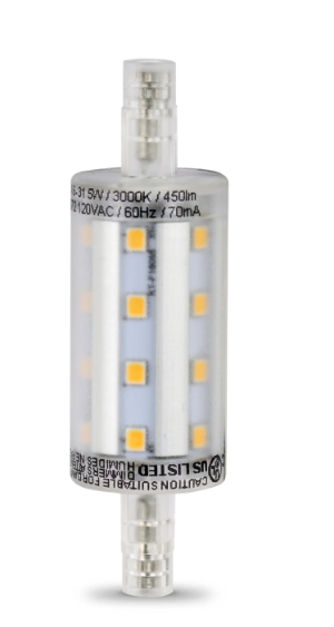 Feit Electric BPJ78/LED 5W (40W Replacement) Warm White (3000K) RSC Base R7S Specialty LED Light Color Temperature 3000K, Wattage 5W, Voltage 120V Pack 1