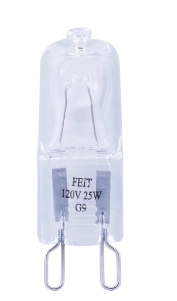 Feit Electric BPQ25/G9/CAN 25W Dimmable G9 Halogen Light Bulb Color Temperature 3000K, Wattage 25W, Voltage 120V 150 Pack