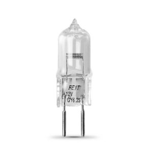 Feit Electric BPQ50T4/JCD/CAN Clear GY6.35 Lamp Base JC T4 Halogen Bulb Light Bulb, Color Temperature 3000K, Wattage 50W, Voltage 120V