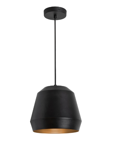 AFX Lighting BRXP10MBBKGD Bronx 10 Inch Medium Base Pendant, 0V, Black/Gold Finish
