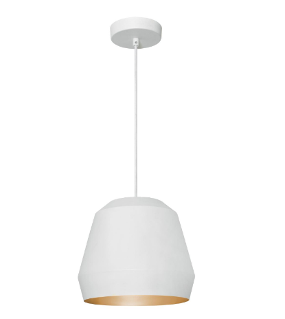 AFX Lighting BRXP10MBWHGD Bronx 10 Inch Medium Base Pendant, 0V, White/Gold Finish