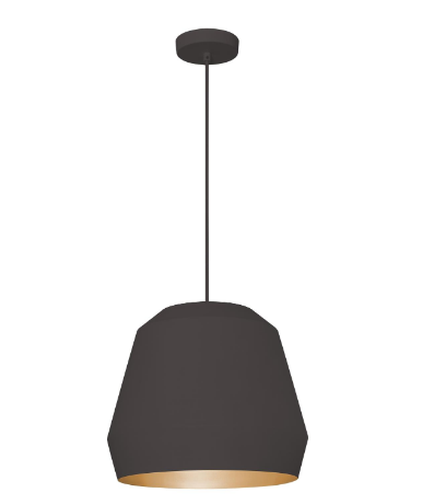 AFX Lighting BRXP14MBBKGD Bronx 14 Inch Medium Base Pendant, 0V, Black/Gold Finish