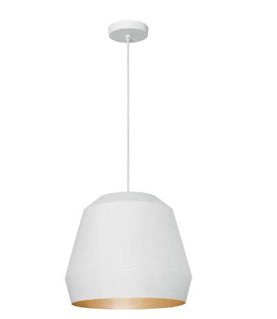 AFX Lighting BRXP14MBWHGD Bronx 14 Inch Medium Base Pendant, 0V, White/Gold Finish