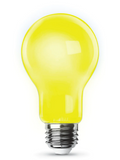 Feit Electric A19100/BUG/LED Dimmable Yellow A19 LED Replacement Bug Light Bulb, Wattage 8.8W, Voltage 120V